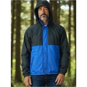 Bass Pro Shop Redhead Full Zip Hooded Windbreaker Rain Jacket Blue Black Large